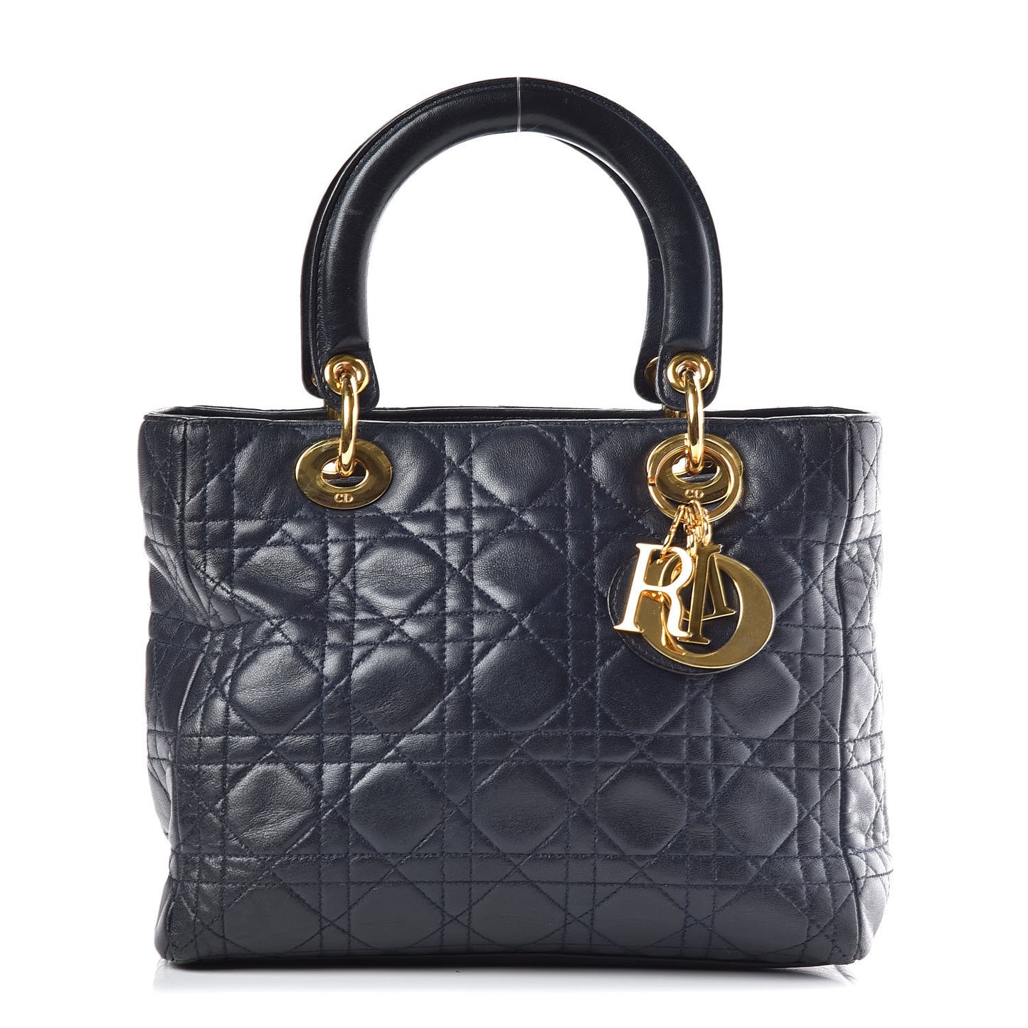 Lambskin Cannage Medium Lady Dior Navy Blue
