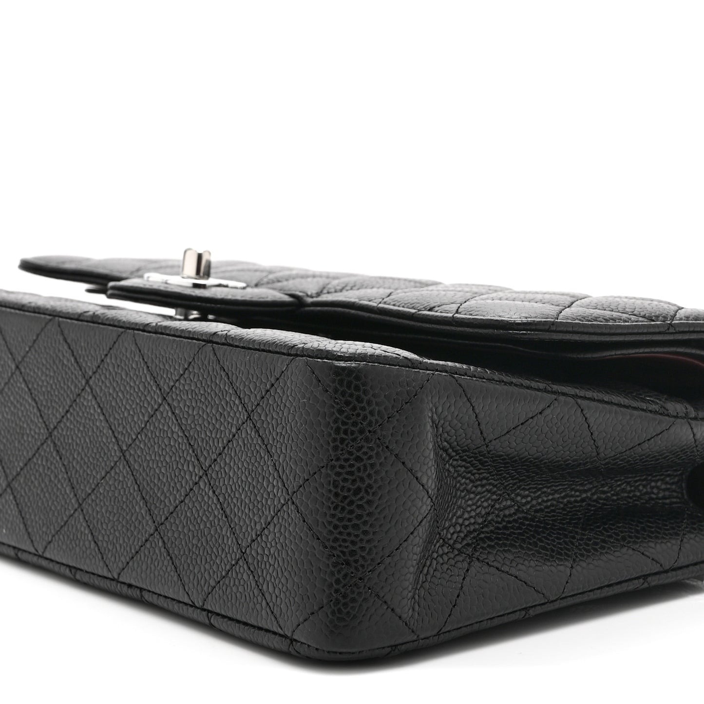 Caviar Quilted Medium Double Flap Black