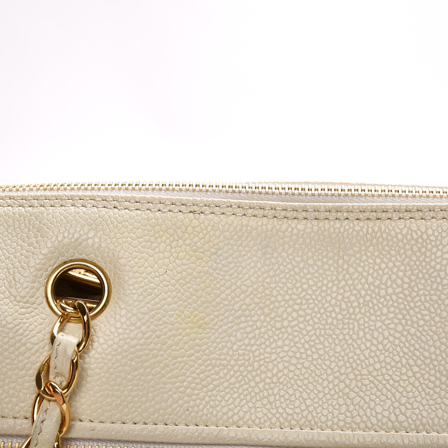 Caviar Large CC Shoulder Bag Ivory