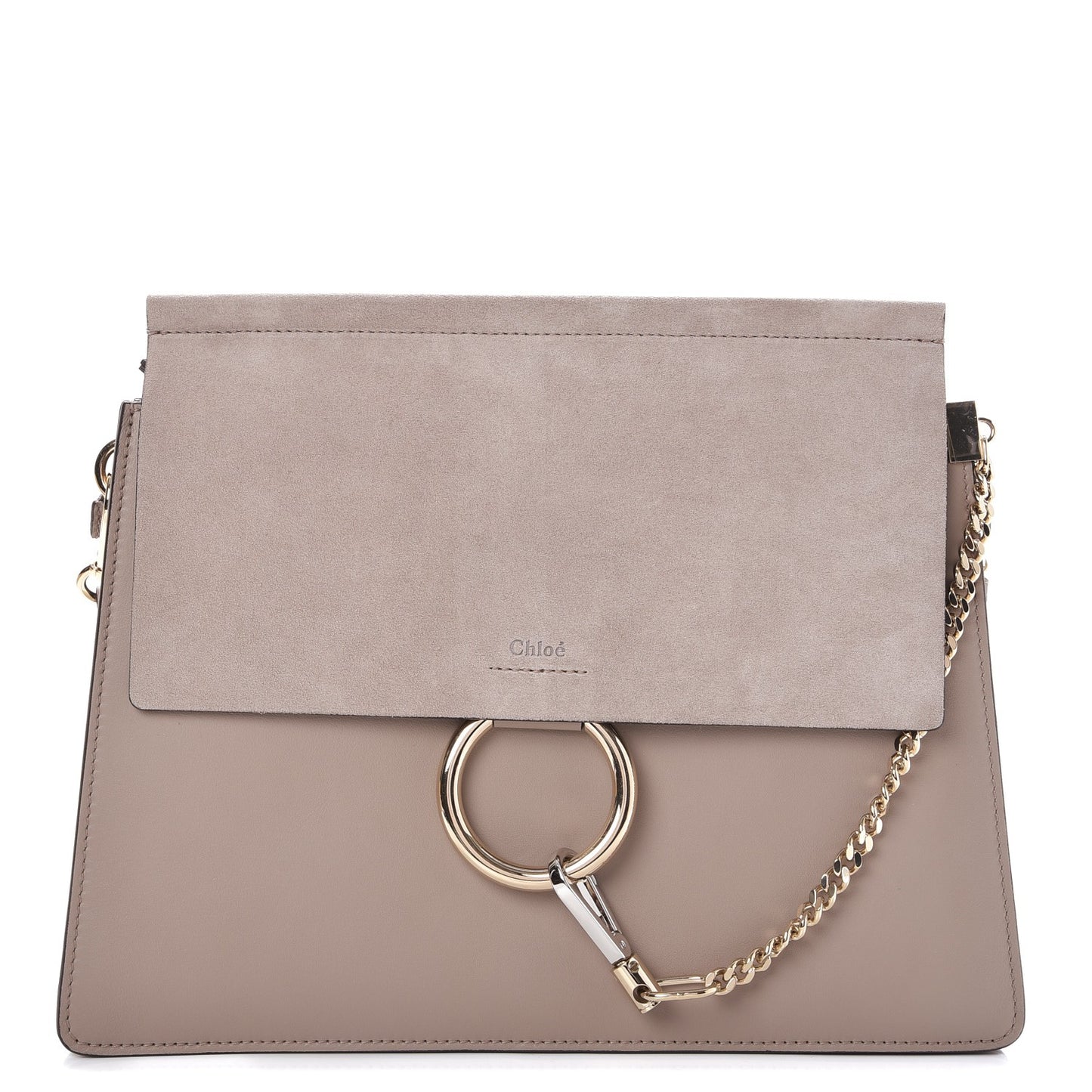 Calfskin Suede Medium Faye Shoulder Bag Motty Grey