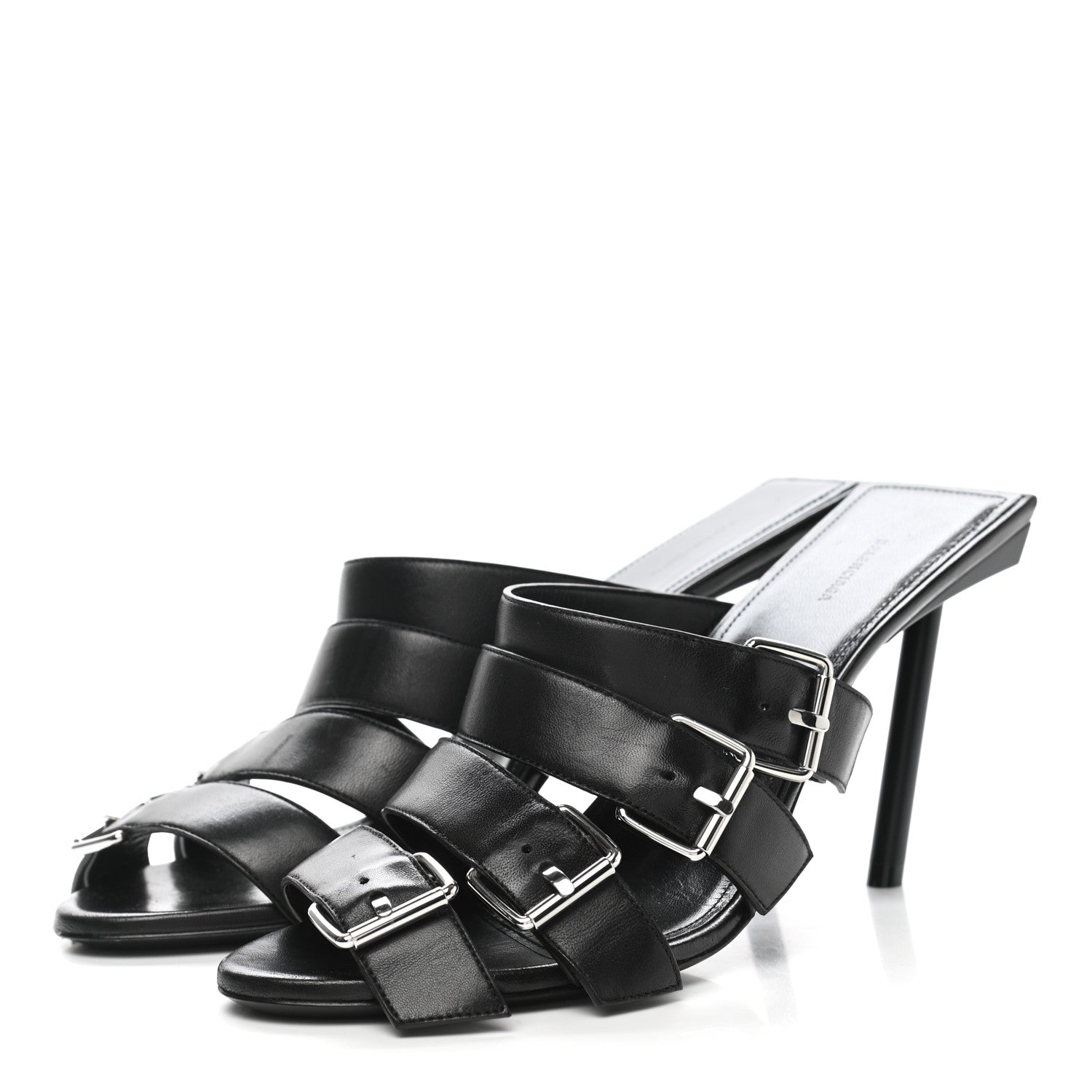 Balenciaga Shiny Sheepskin Bluckle K 80mm Sandals 41 Black 3 of 10
