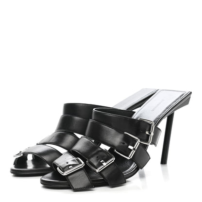 Balenciaga Shiny Sheepskin Bluckle K 80mm Sandals 41 Black 3 of 10