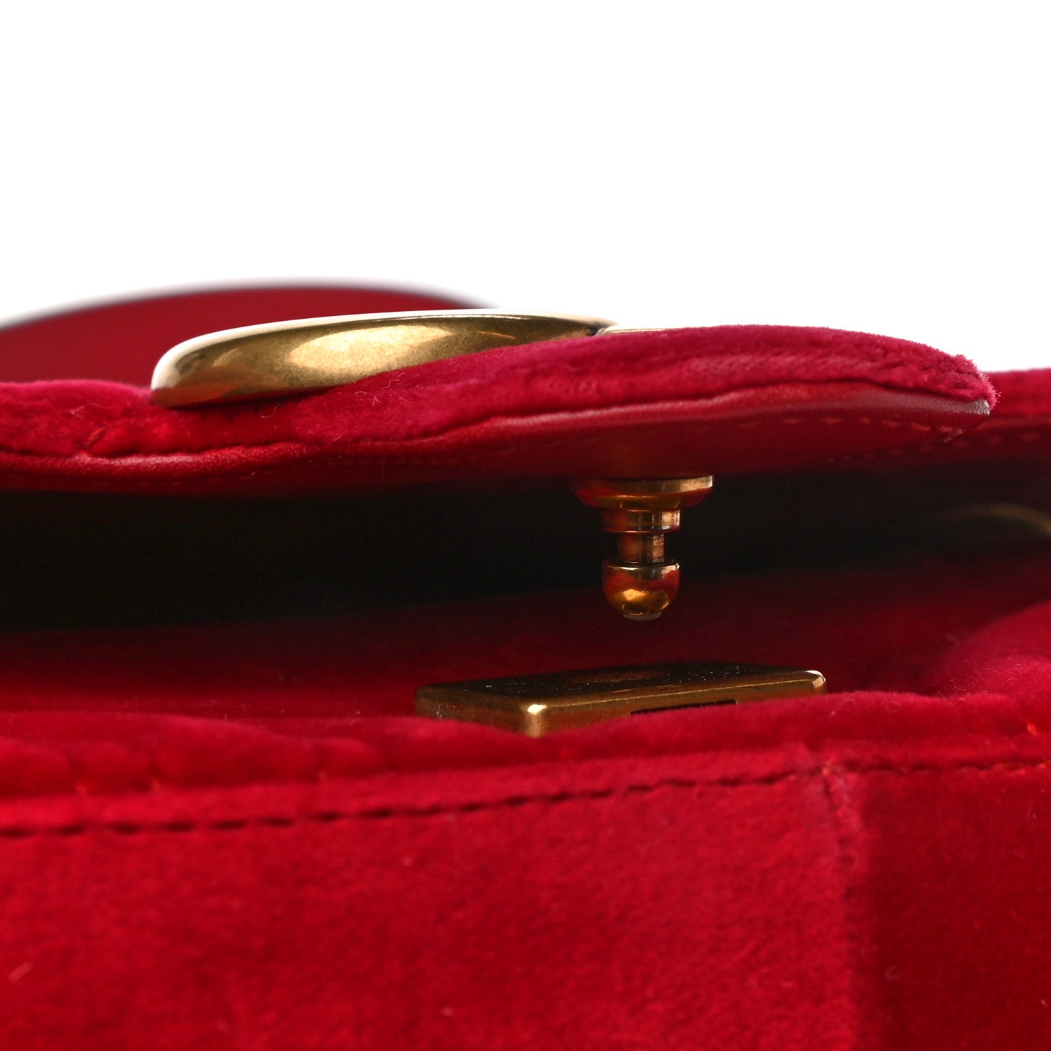 Gucci Velvet Matelasse Mini GG Marmont Shoulder Bag Hibiscus Red 17 of 17