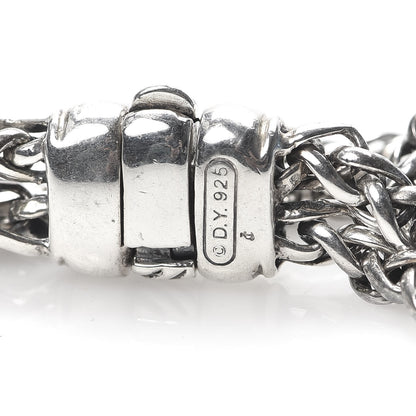 David Yurman Sterling Silver Diamond Black Onyx 19mm Albion Double Wheat Chain Pendant Necklace 5 of 7
