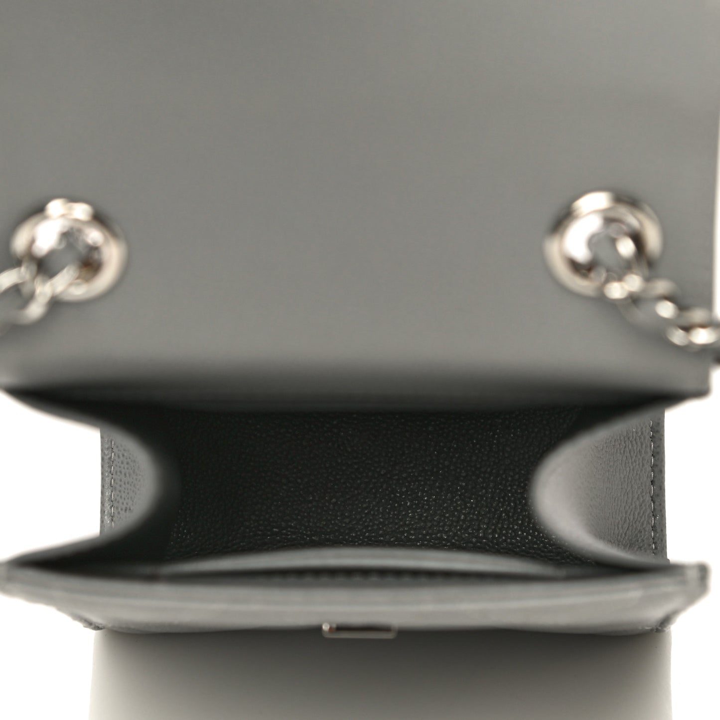 Grained Calfskin Quilted CC Box Clutch With Chain Grey