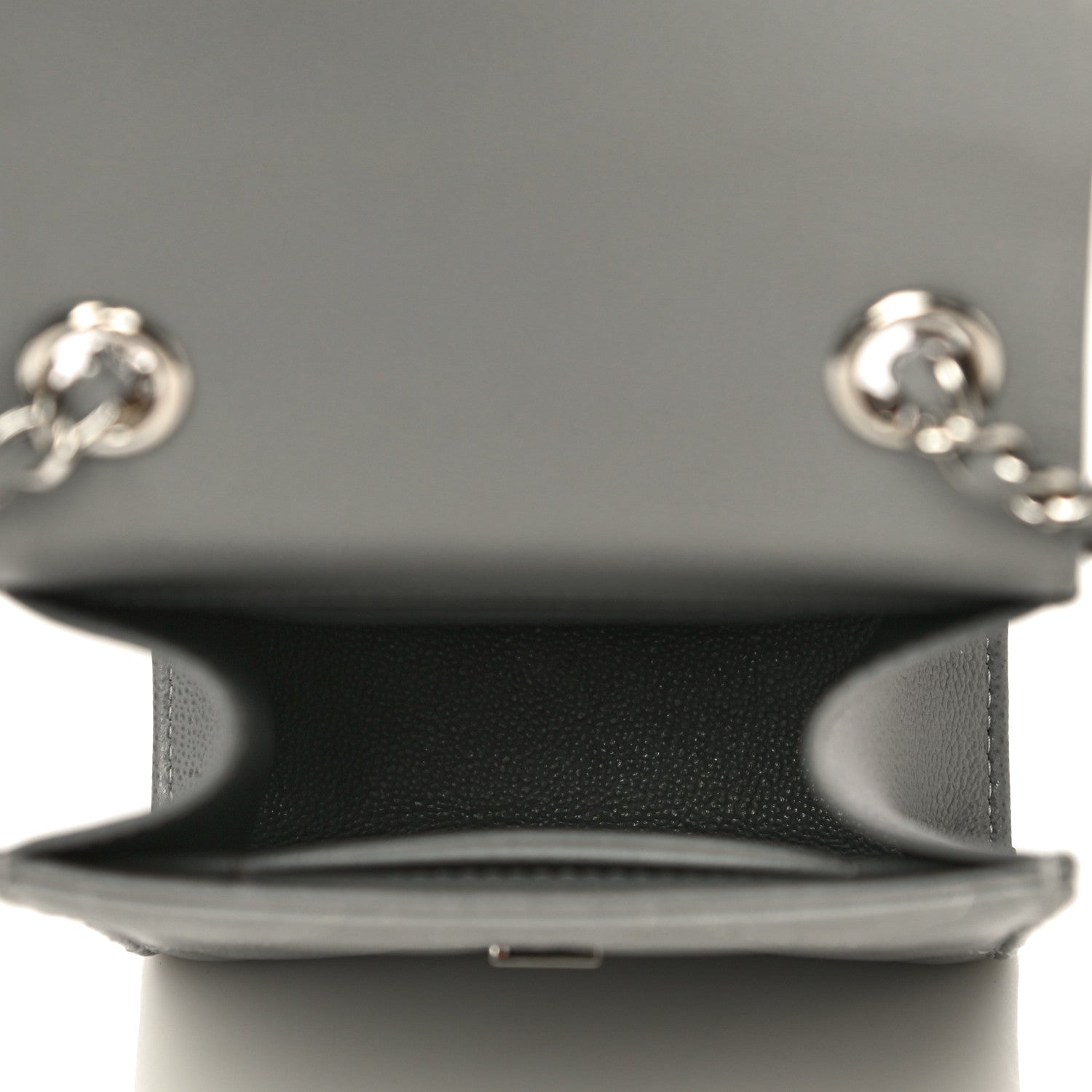 Chanel Grained Calfskin Quilted CC Box Clutch With Chain Grey 4 of 14