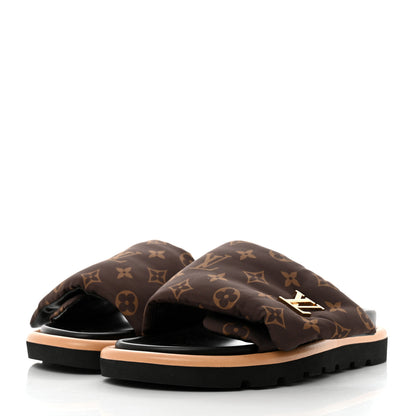 Louis Vuitton Nylon Monogram LV Pool Pillow Flat Comfort Mule 38 Cacao Brown 3 of 8