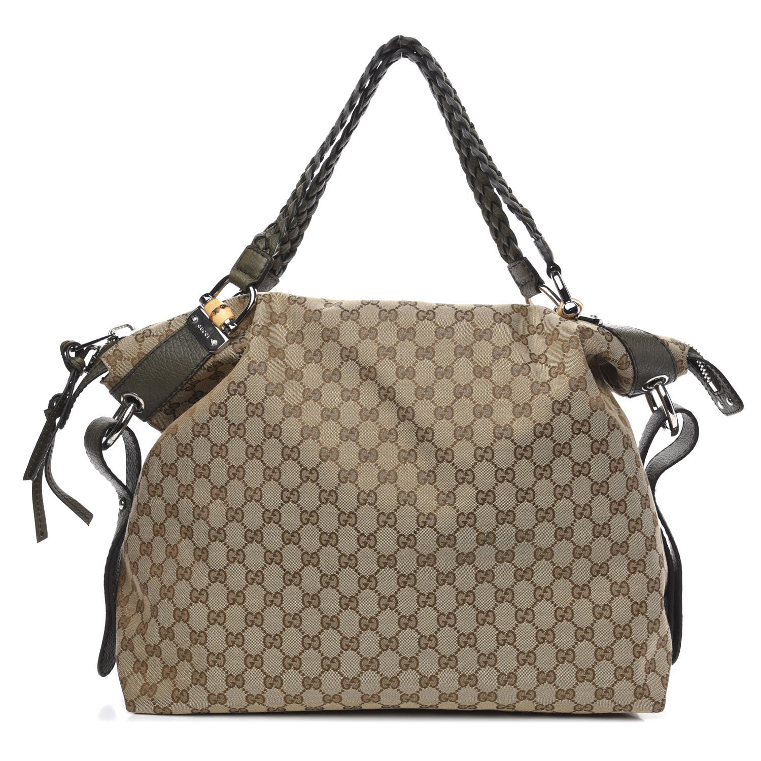 Gucci Monogram Large Bamboo Bar Tassel Shoulder Bag Brown 1 of 10