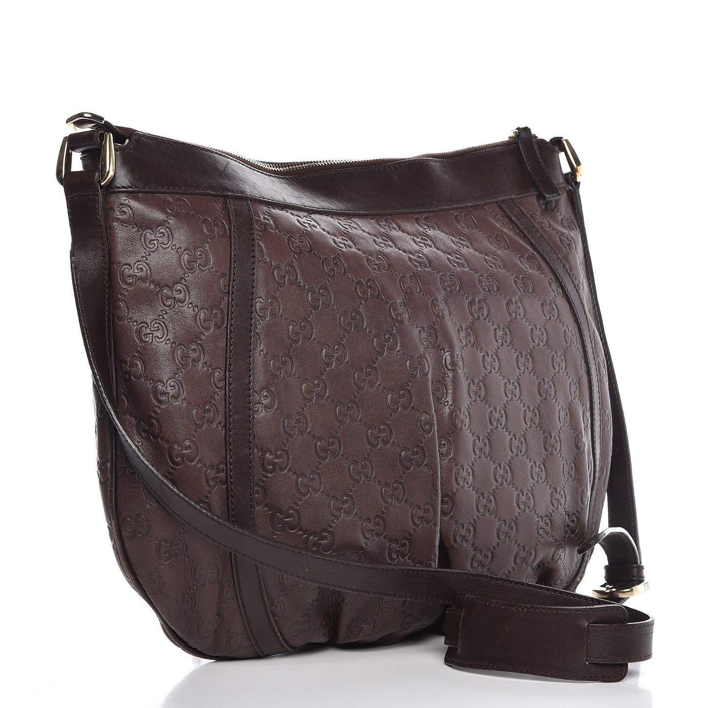 Guccissima Large D Ring Messenger Dark Brown