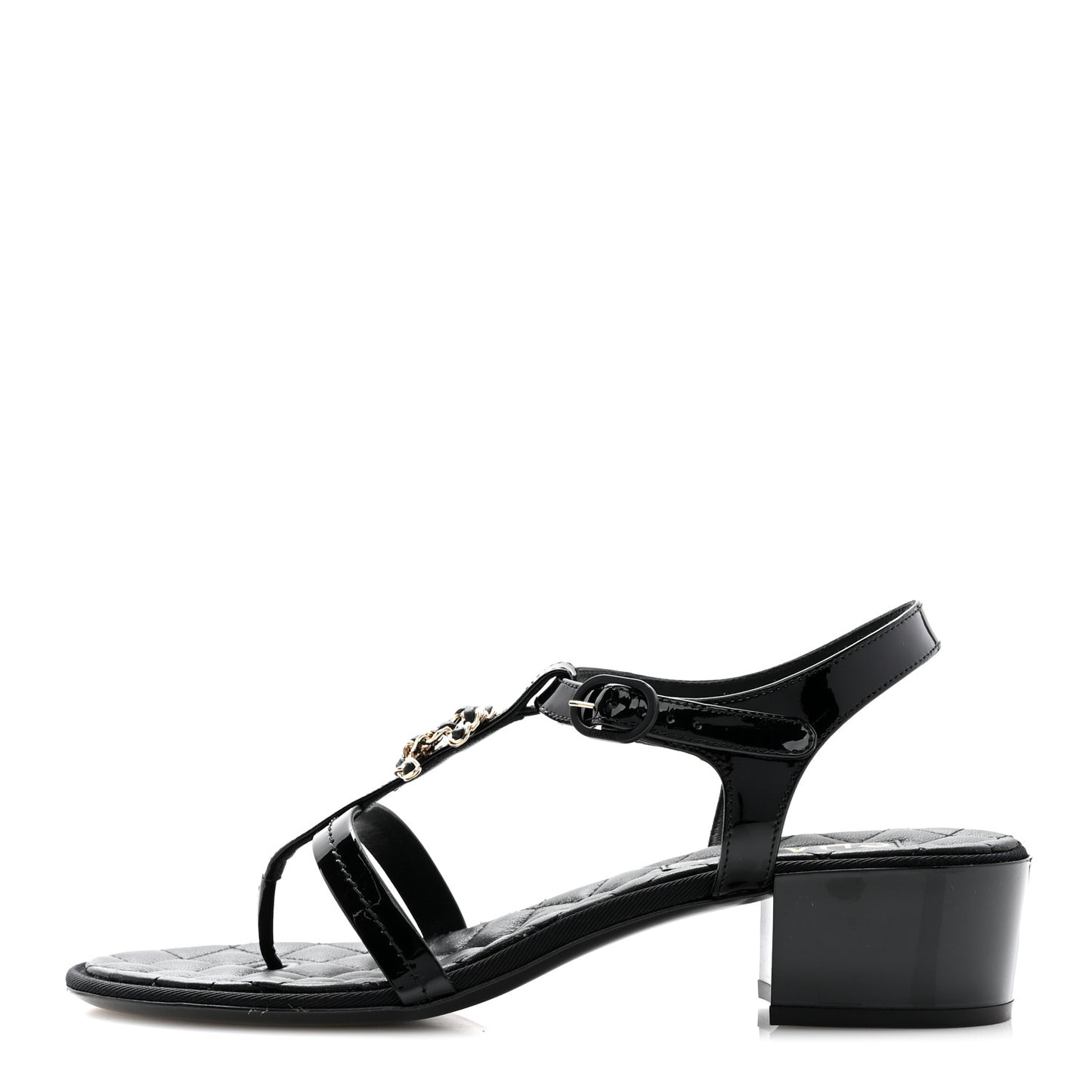 Patent CC Logo Thong Sandals 39.5 Black