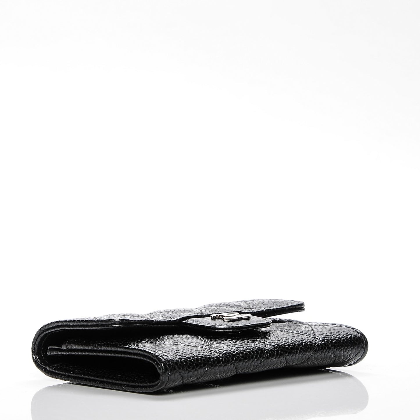 Caviar Quilted Flap Card Holder Black