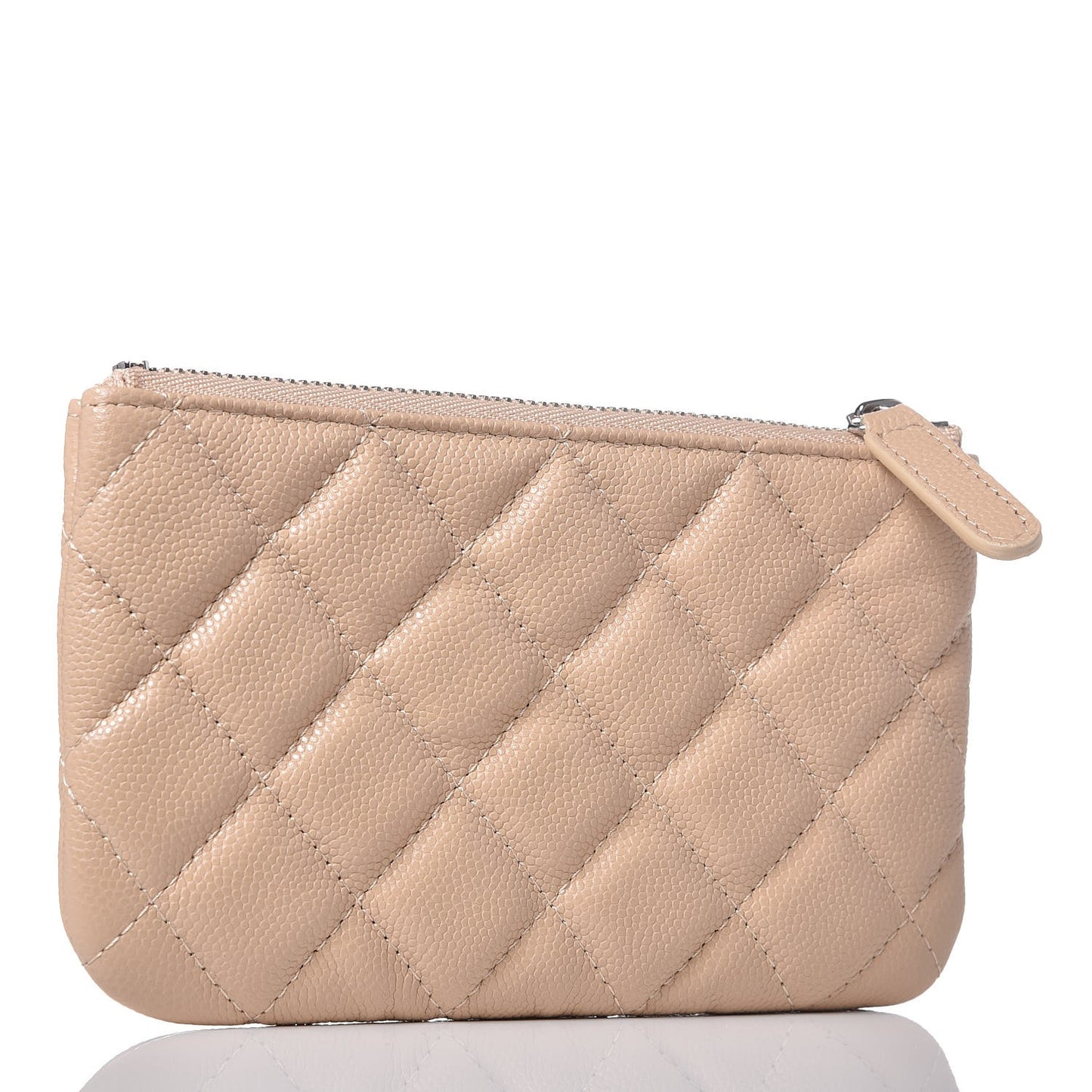 Caviar Quilted Small Cosmetic Case Beige