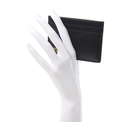 Saint Laurent Calfskin Smoking Forever Patch Credit Card Case Black 2 of 7