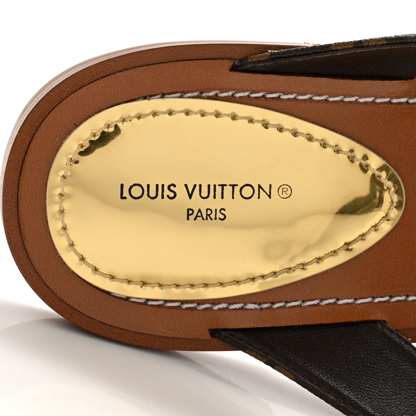 Monogram Sunny Flat Thong Sandals 39 Brown