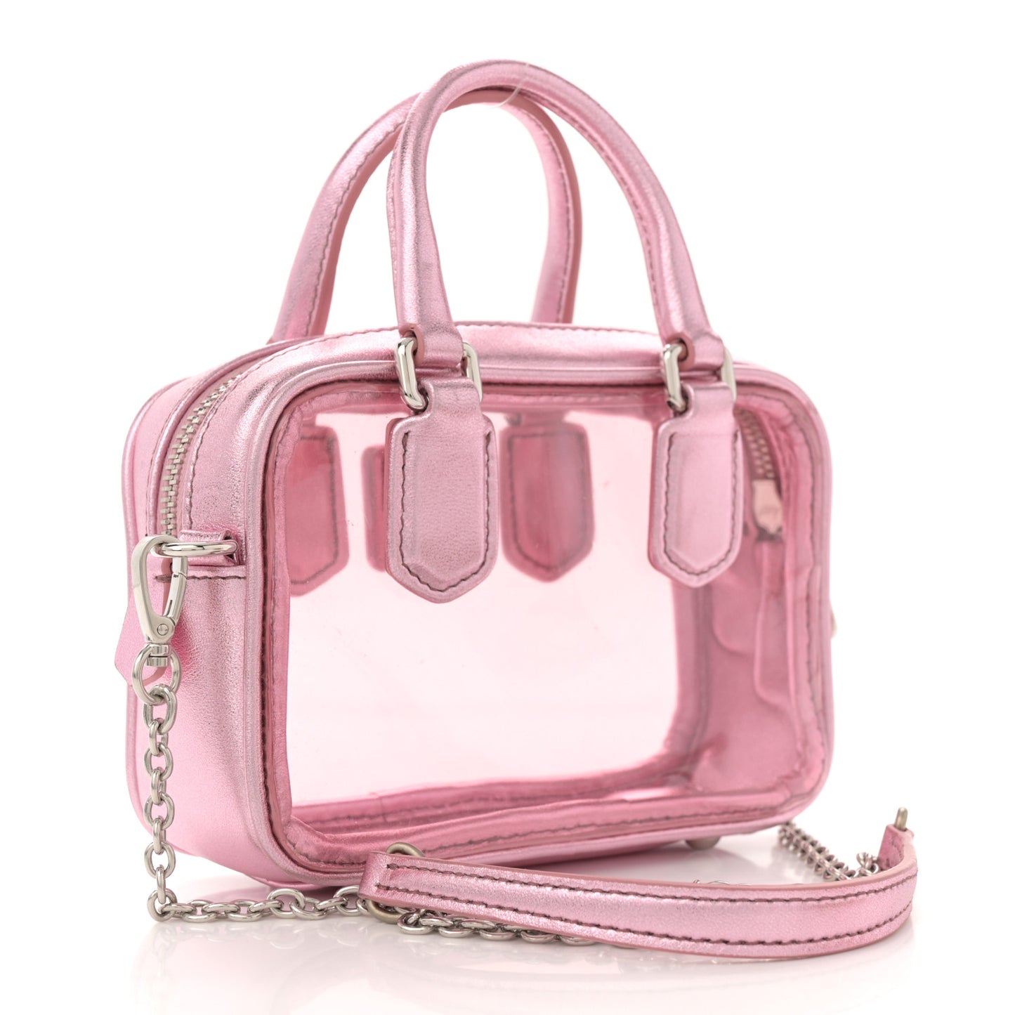 Metallic Nappa Plexi Vinyl Mini Top Handle Crossbody Rosa Mordore