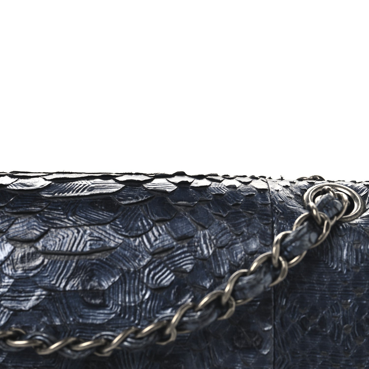 Chanel Metallic Snakeskin Medium Double Flap Blue 10 of 10