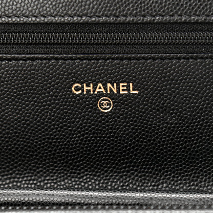 Chanel Caviar Quilted Crystal CC Wallet On Chain WOC Black 6 of 12