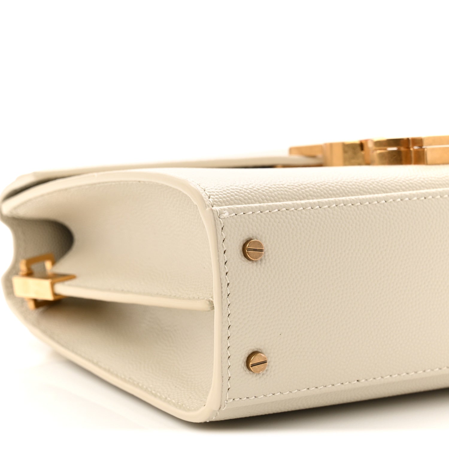 Saint Laurent Grain de Poudre Mini Classic Monogram Cassandra Top Handle Vintage White 9 of 10