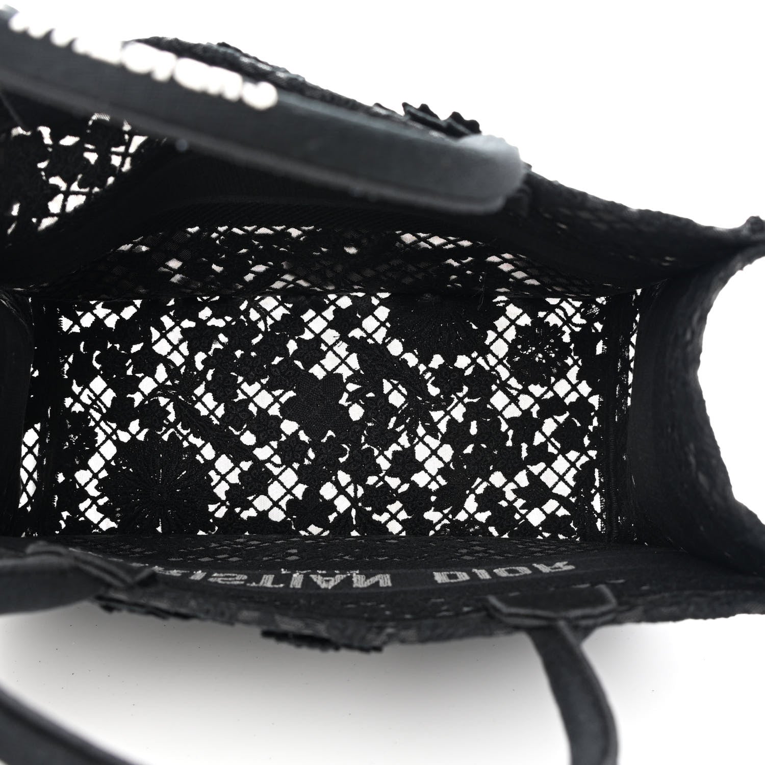 Christian Dior Embroidered D-Lace Medium Book Tote Black Multicolor 4 of 12