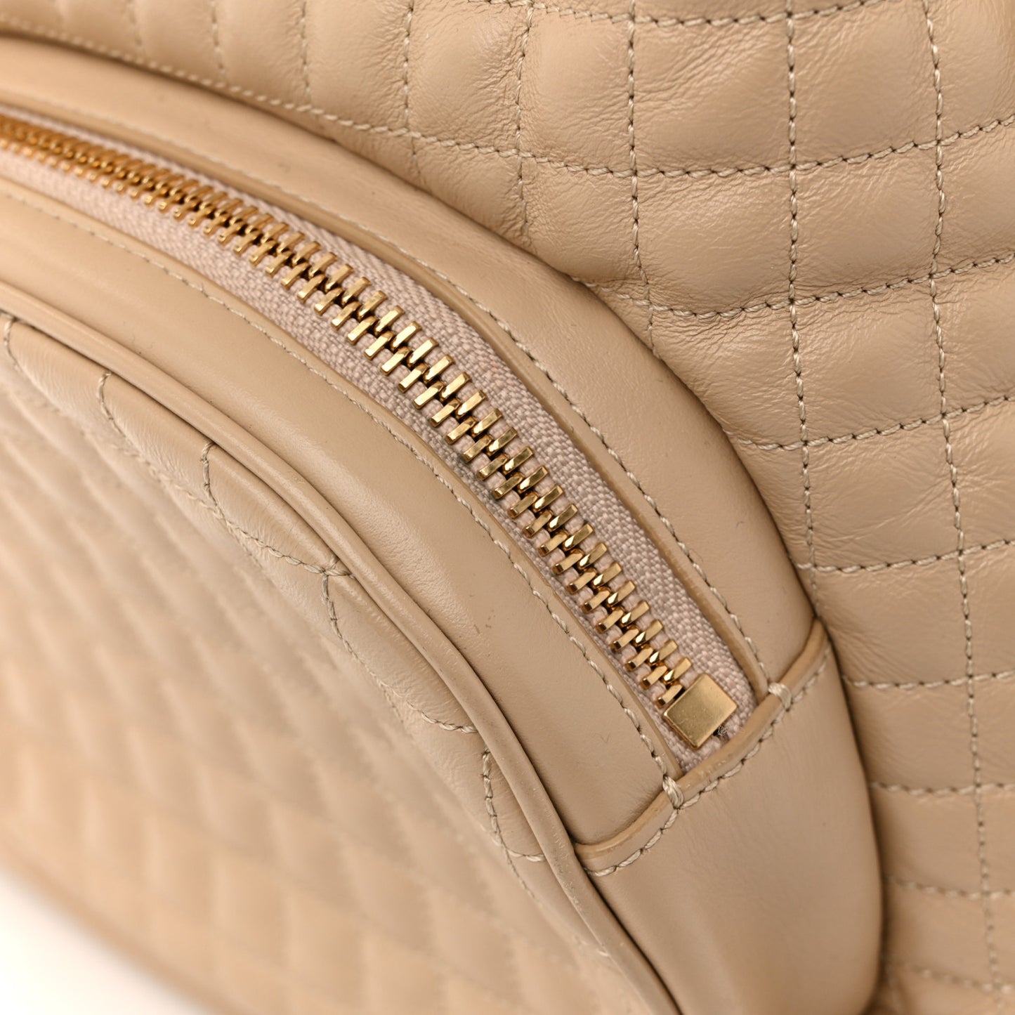 Calfskin Quilted Medium C Backpack Beige