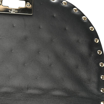 Valentino Garavani Patent Medium Rockstud Spike Halfmoon Saddle Bag Black 10 of 10