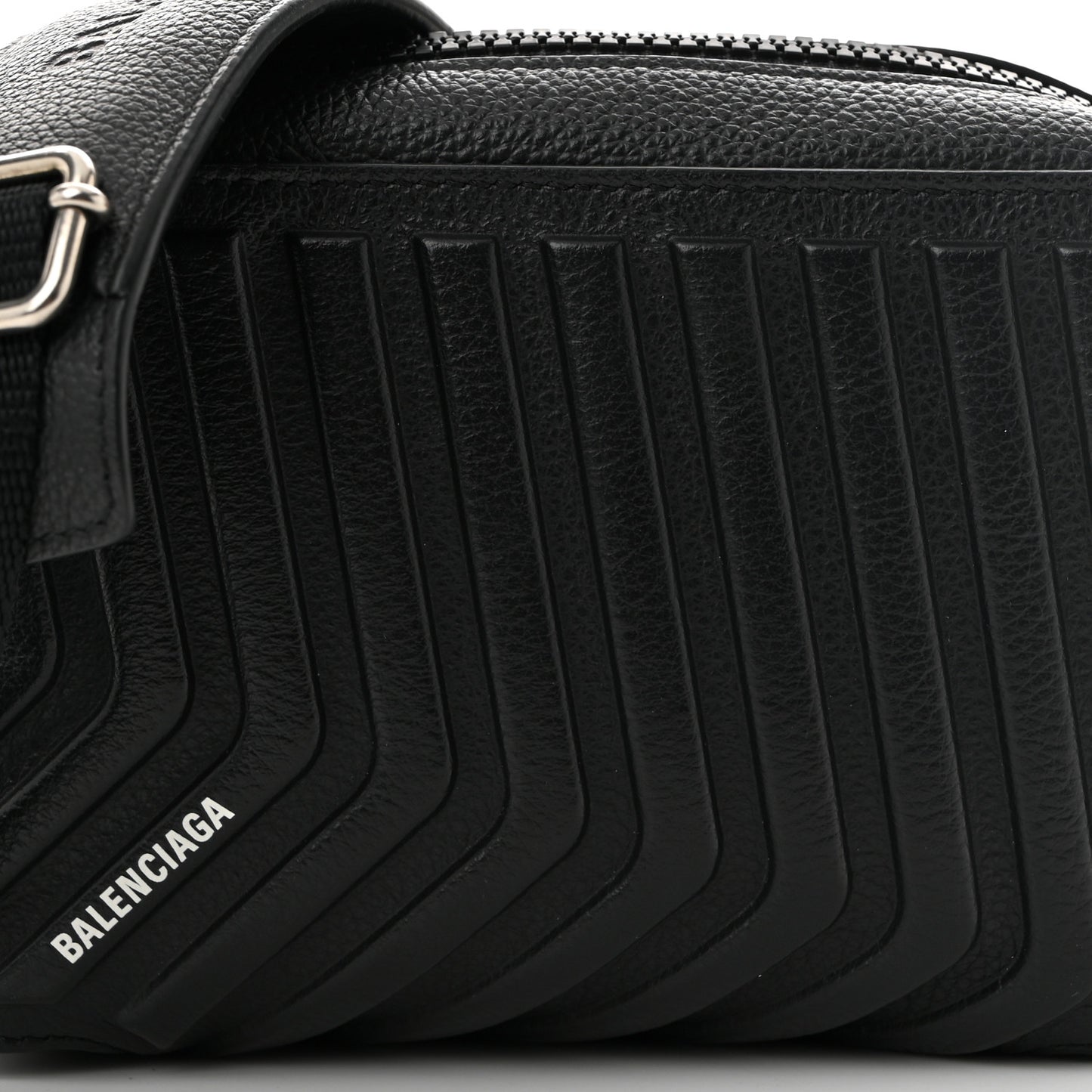 Grained Calfskin Embossed Car Camera Bag Black