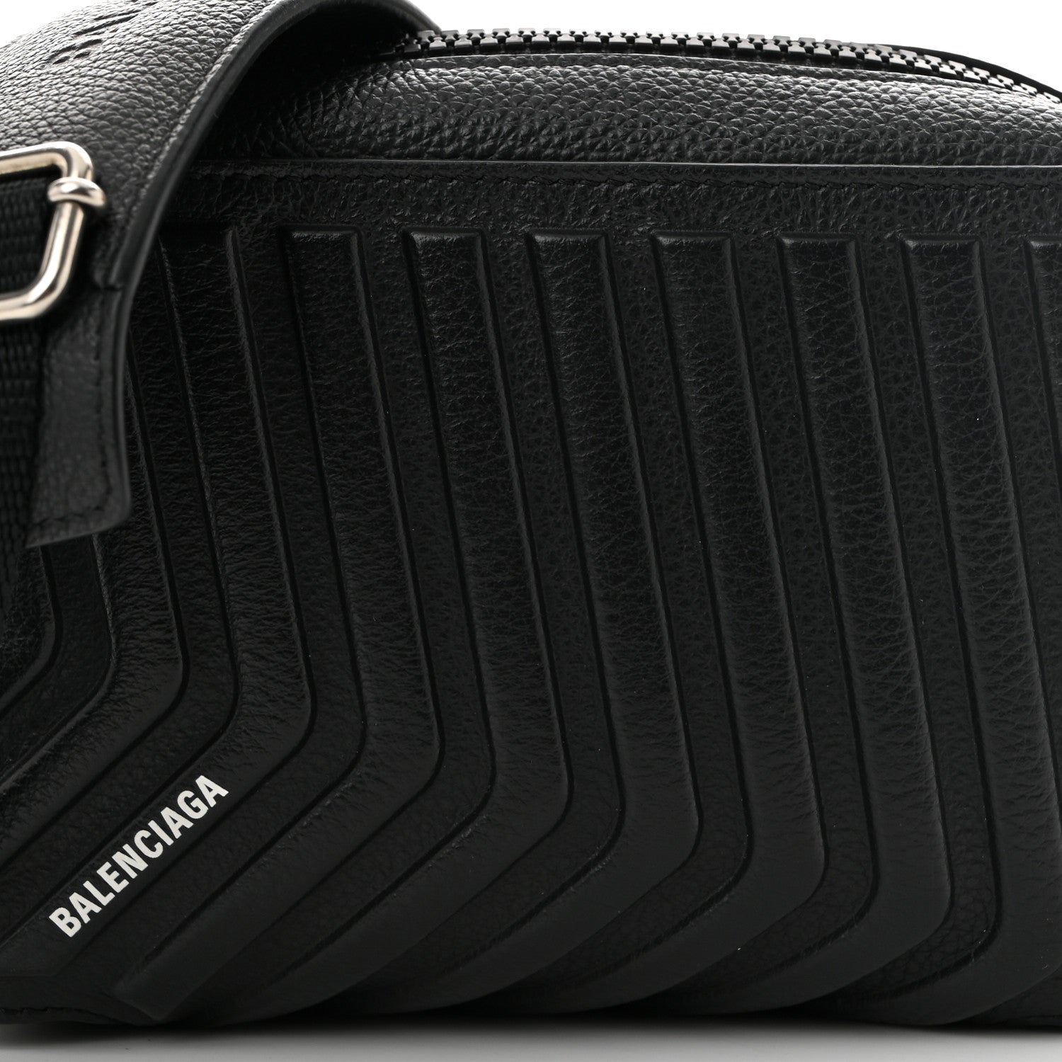 Balenciaga Grained Calfskin Embossed Car Camera Bag Black 1859107