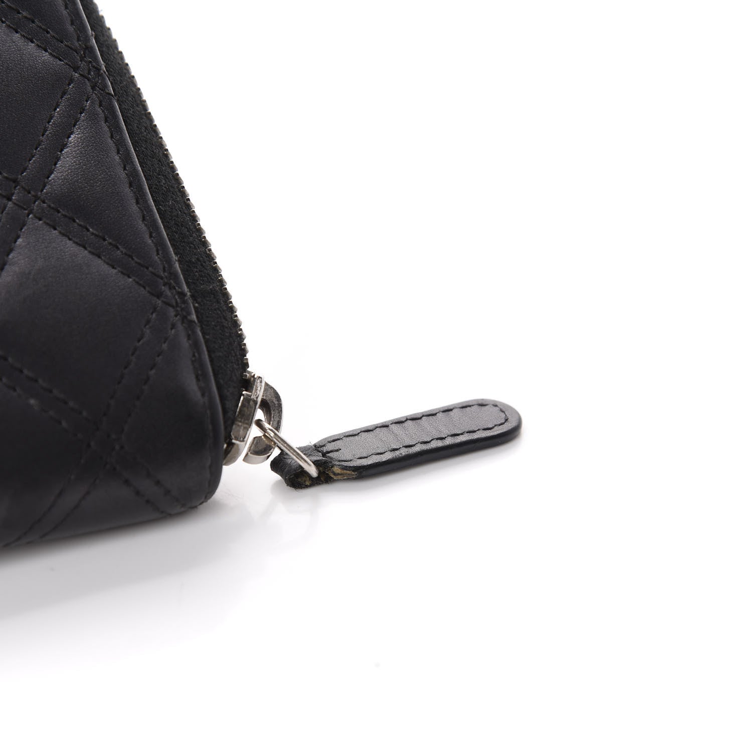 Chanel Lambskin Double Stitch Quilted Large Gusset Zip Around Wallet Black 13 of 19