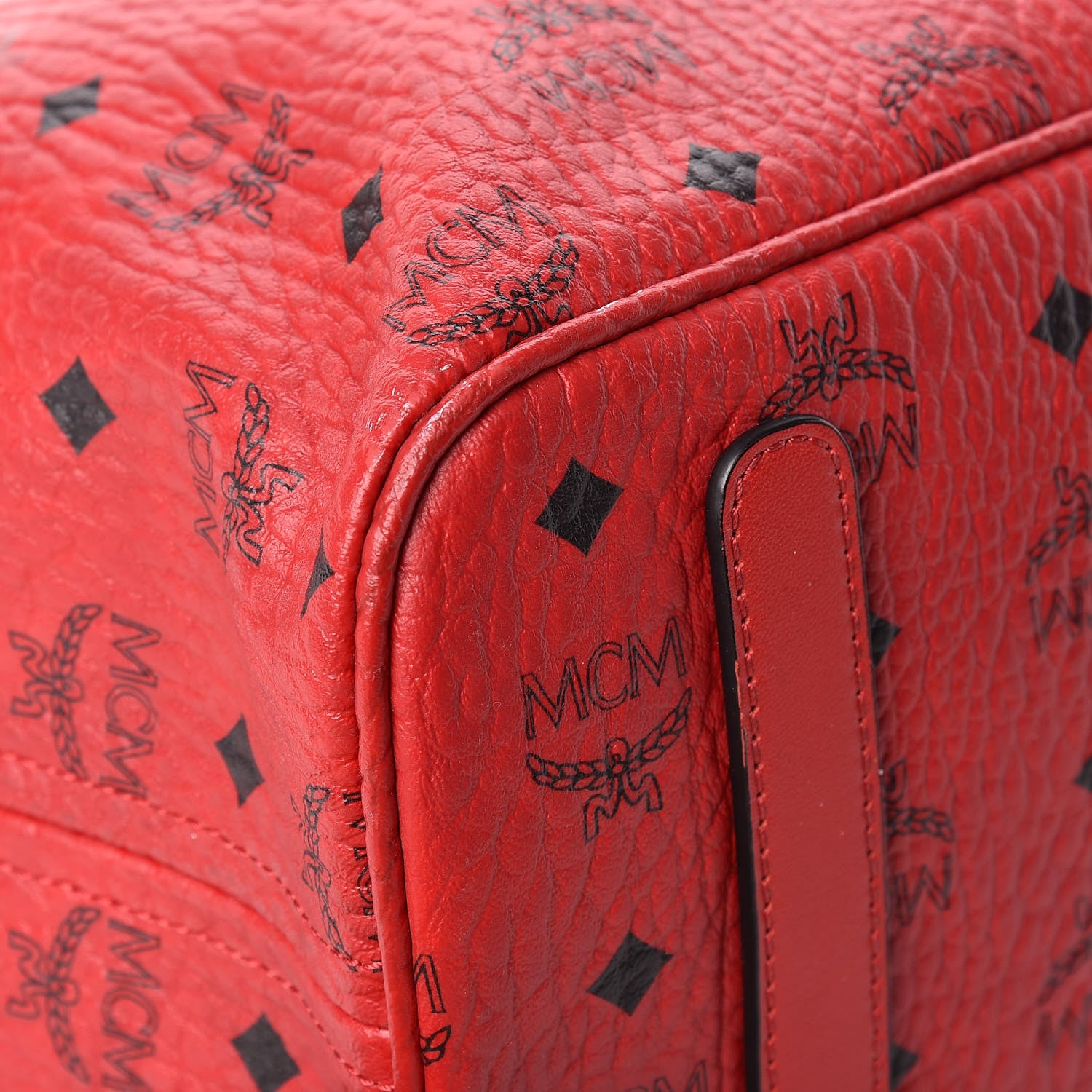 MCM Visetos Medium Anya Shopper Tote Ruby Red 7 of 12