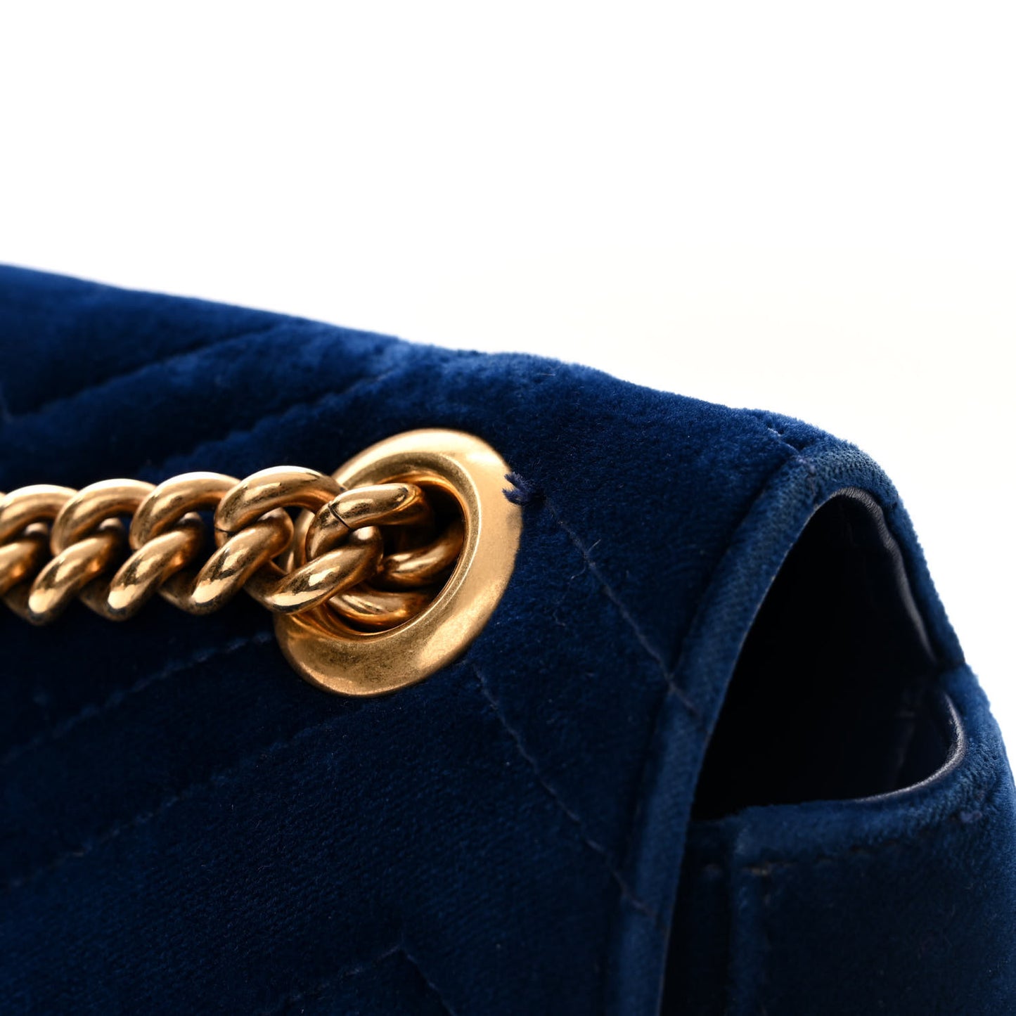 Velvet Matelasse Medium GG Marmont Shoulder Bag Cobalt Blue