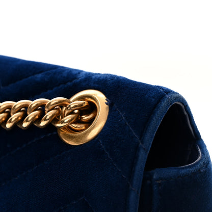 Gucci Velvet Matelasse Medium GG Marmont Shoulder Bag Cobalt Blue 14 of 15