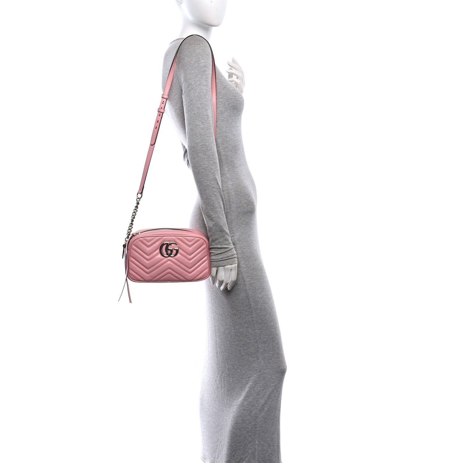 Gucci Calfskin Matelasse Small GG Marmont Camera Bag  Wild Rose 2 of 10