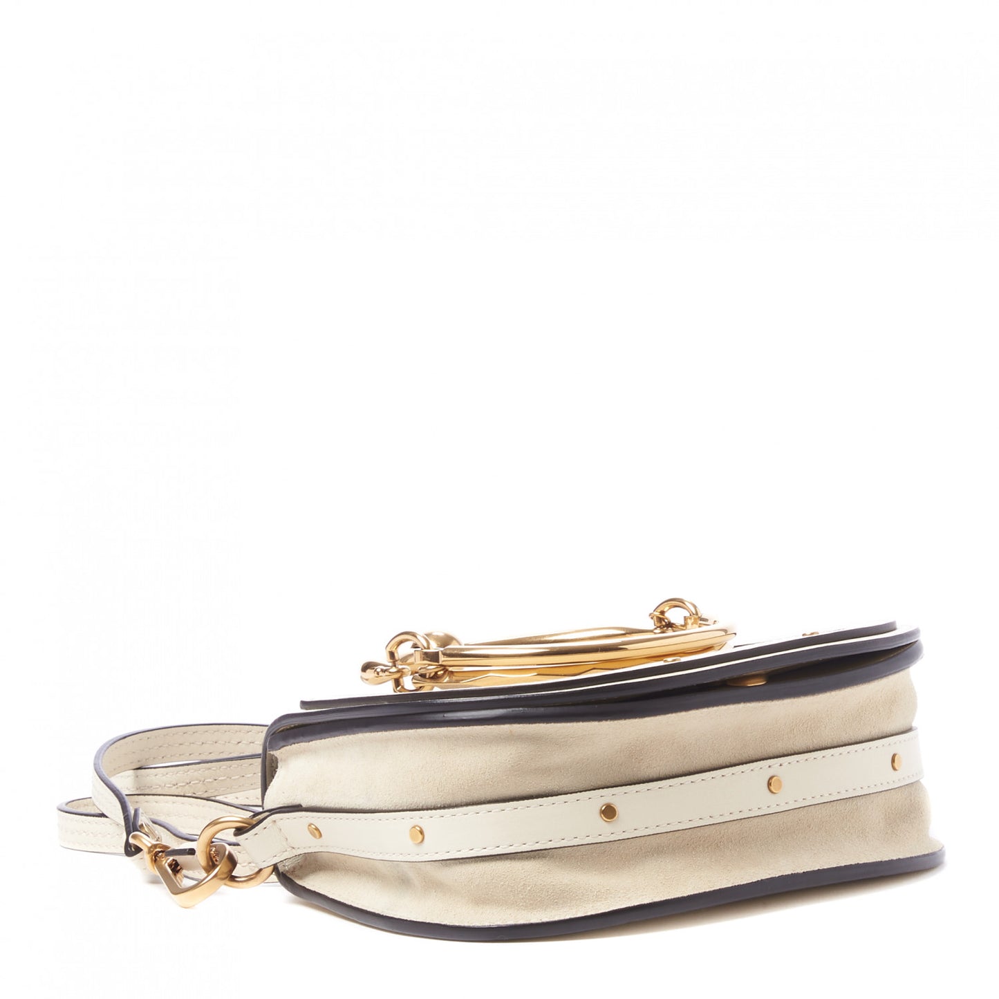 Calfskin Suede Small Nile Bracelet Bag Off White