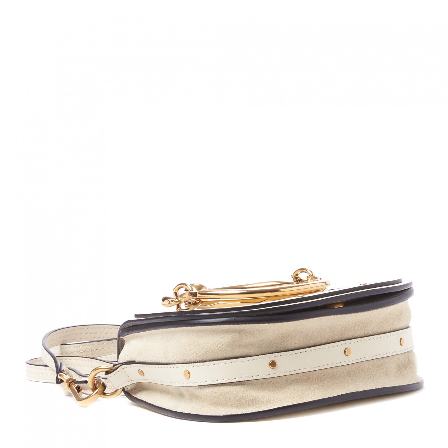Chloe Calfskin Suede Small Nile Bracelet Bag Off White 4 of 9