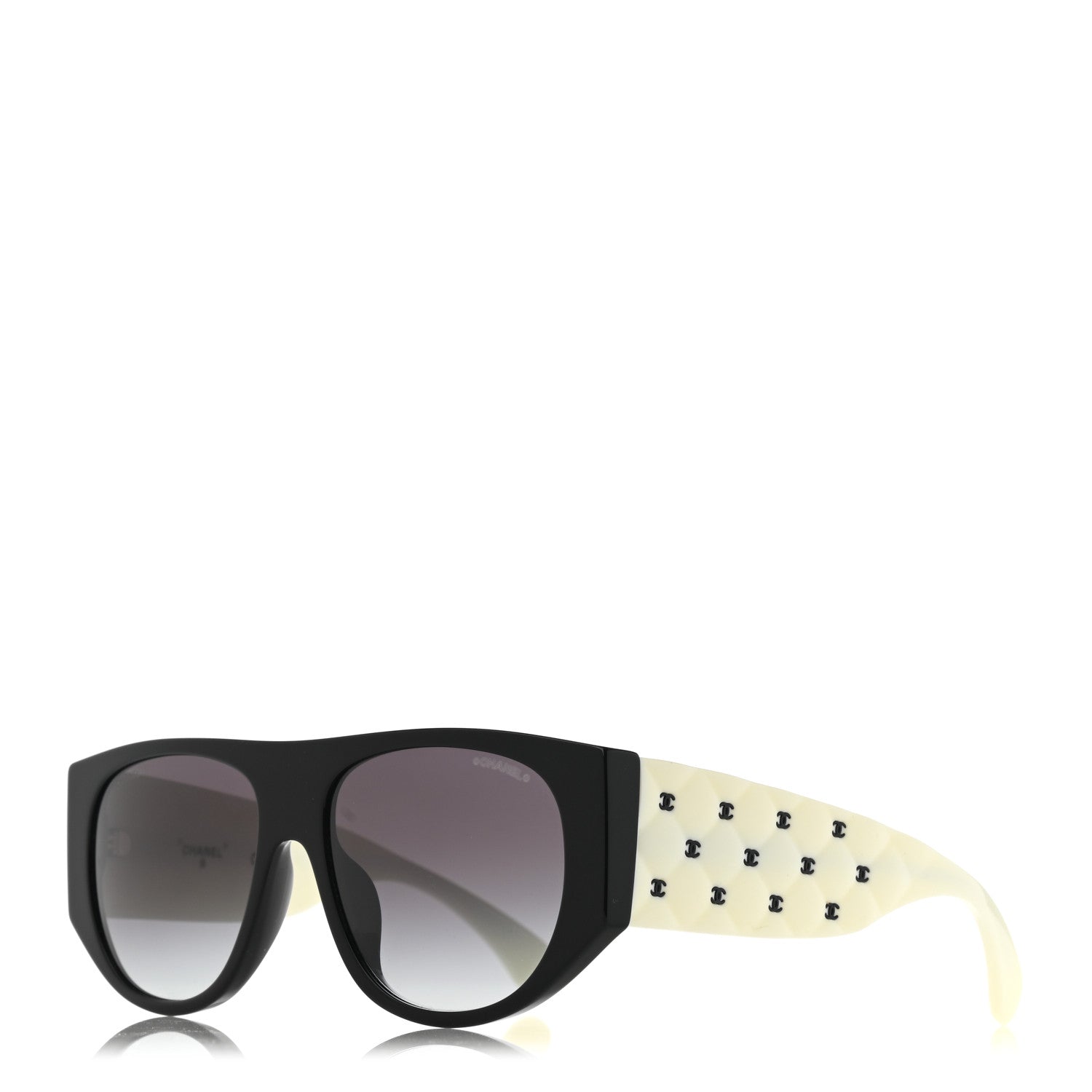 Chanel Acetate Quilted CC Pilot Sunglasses 71465 White Black 1 of 8