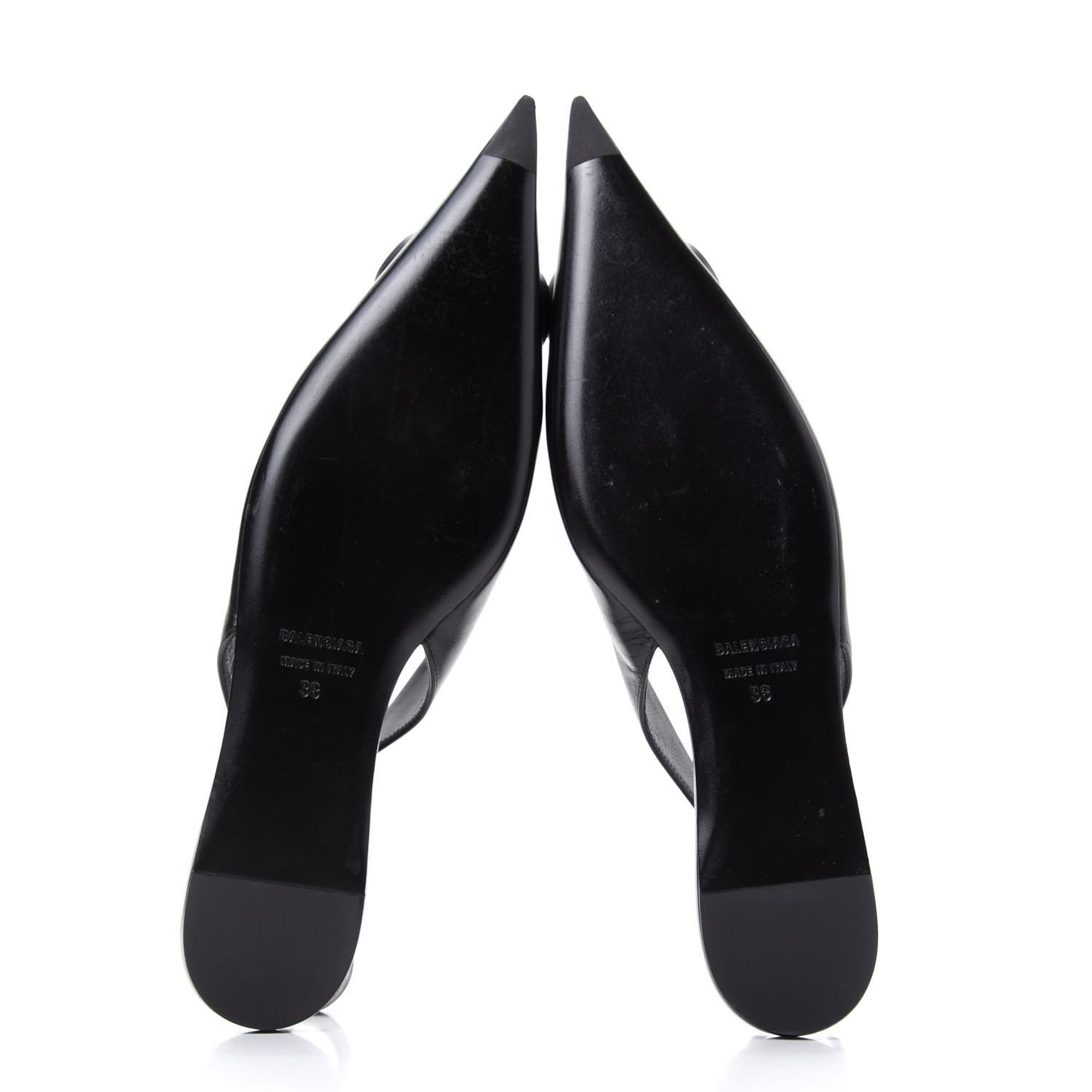 Calfskin BB Knife Pointy Toe Slingback Flats 38 Black