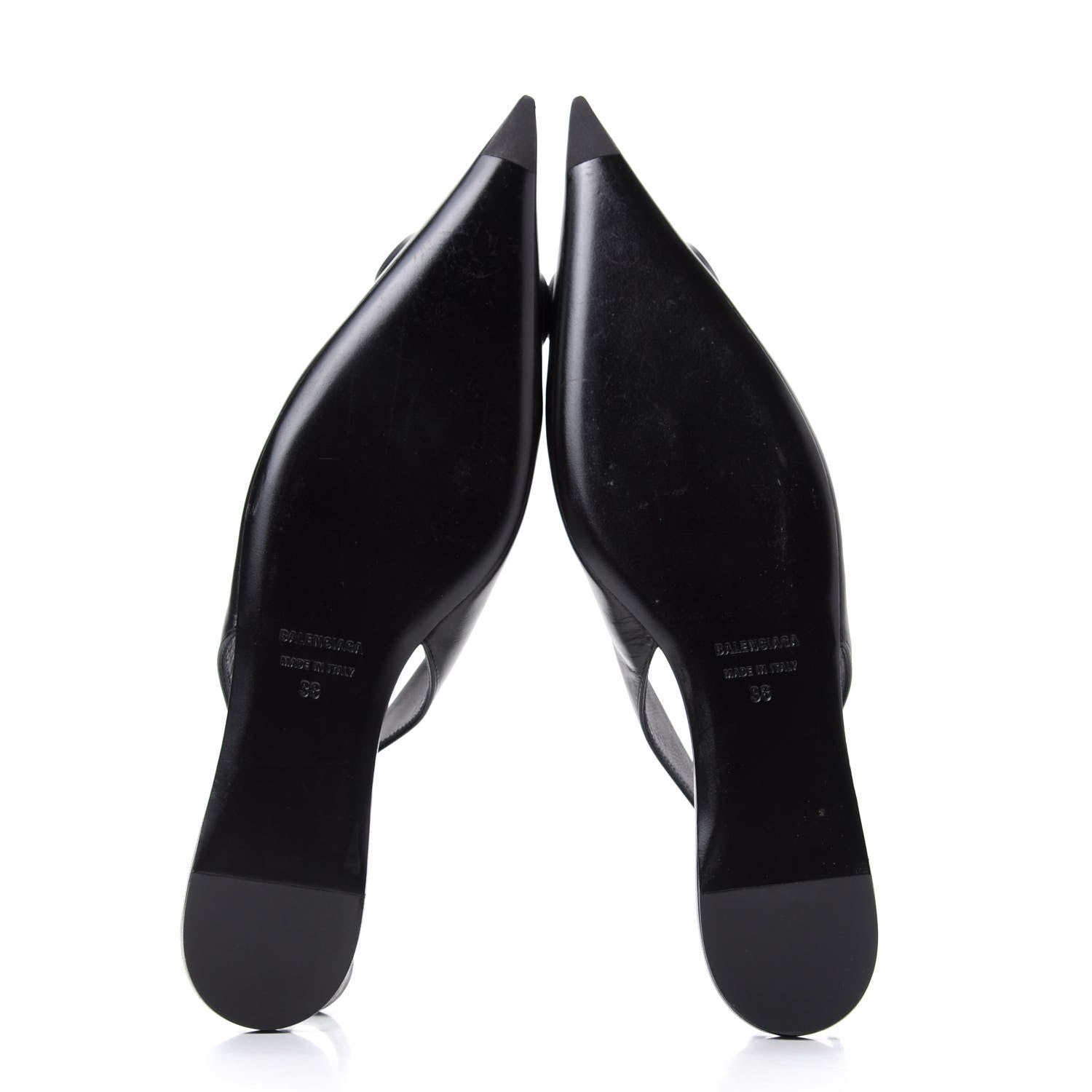 Balenciaga Calfskin BB Knife Pointy Toe Slingback Flats 38 Black 6 of 11