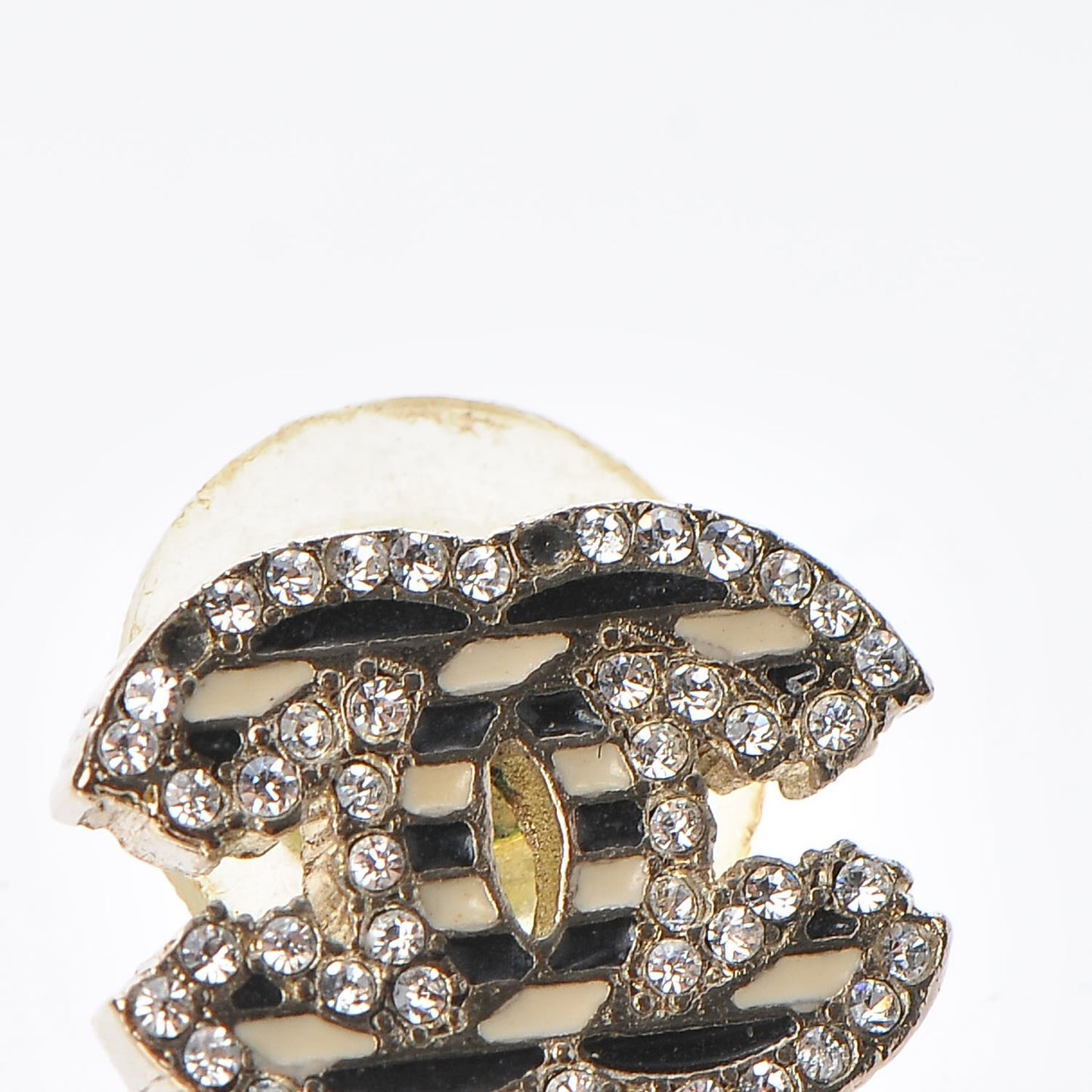 Crystal CC Enamel Striped Stud Earrings Gold