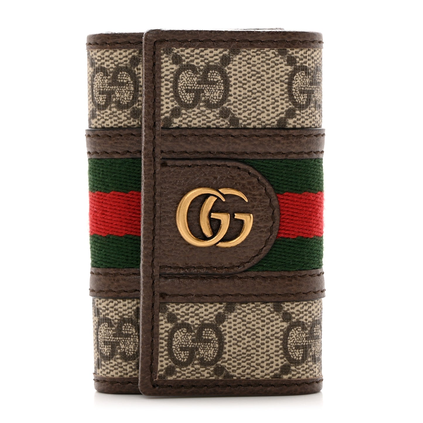 GG Supreme Monogram Web Ophidia 6 Key Holder Case Beige New Acero
