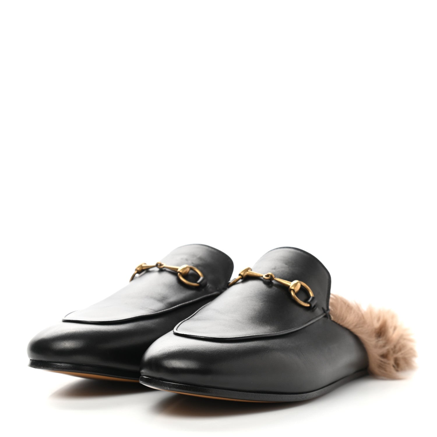 Gucci Calfskin Fur Womens Princetown Slippers 41 Black 4 of 10
