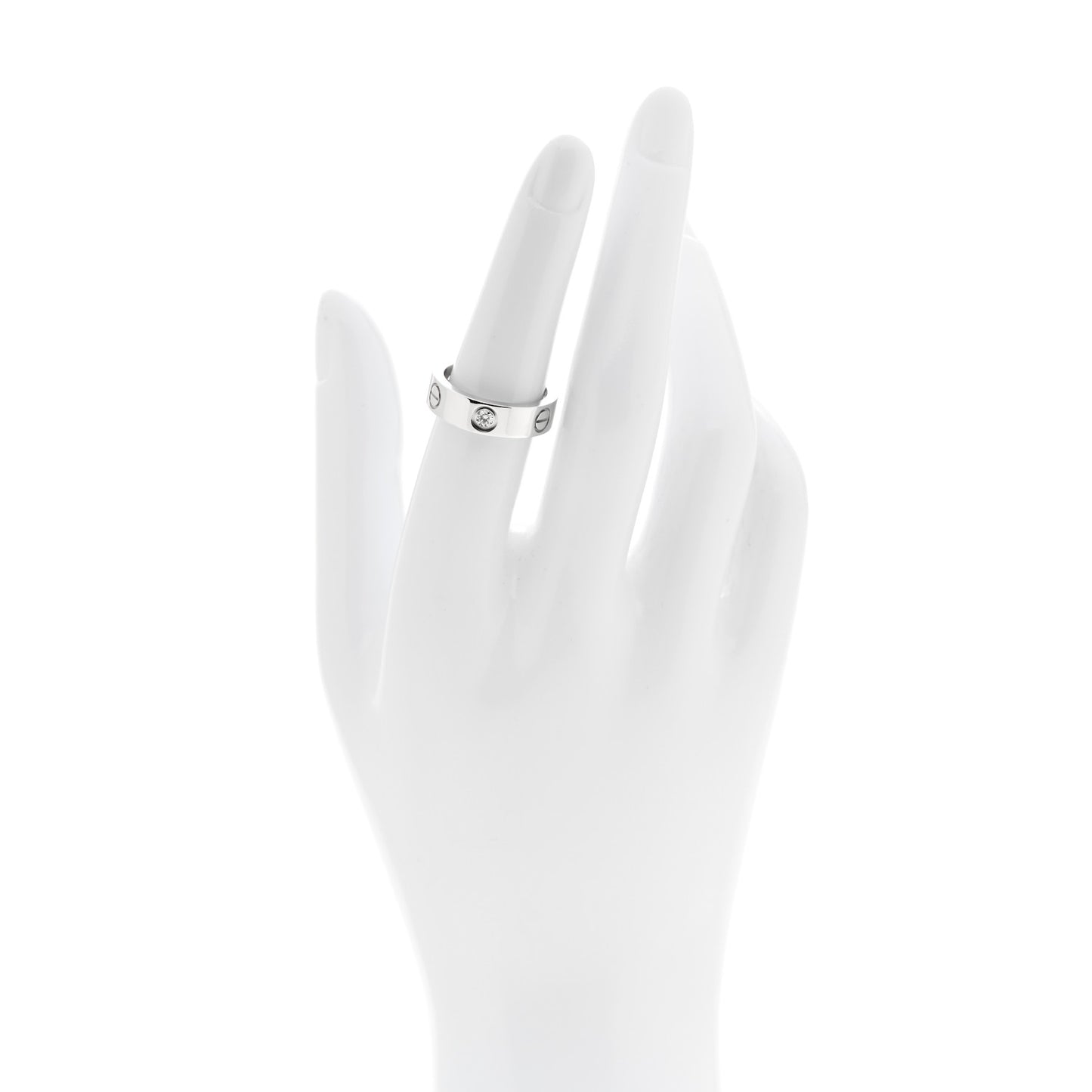 18K White Gold 3 Diamond 5.5mm LOVE Ring 52 6