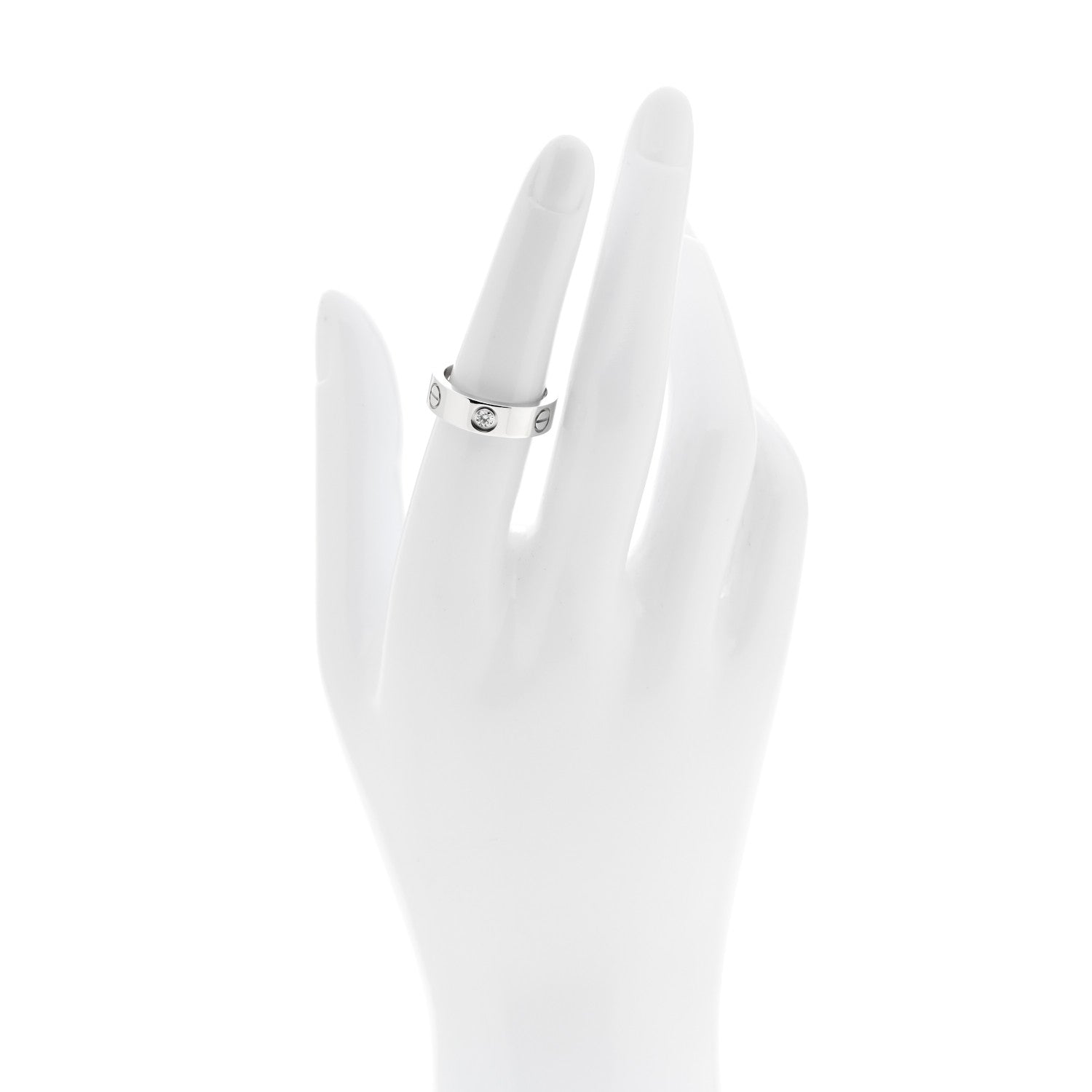 Cartier 18K White Gold 3 Diamond 5.5mm LOVE Ring 52 6 2 of 4