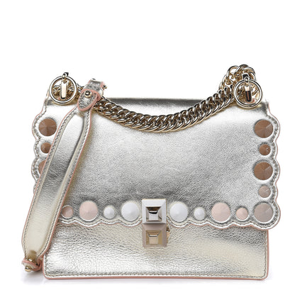 Fendi Vitello Catalan Mirror Scalloped Multi Studded Small Kan I Shoulder Bag Champagne 1 of 11