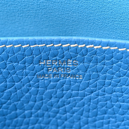 Hermes Taurillon Clemence Halzan 31 GM Bleu Zanzibar 6 of 10