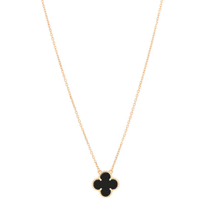 Van Cleef & Arpels 18K Yellow Gold Black Onyx Vintage Alhambra Pendant Necklace 1 of 7