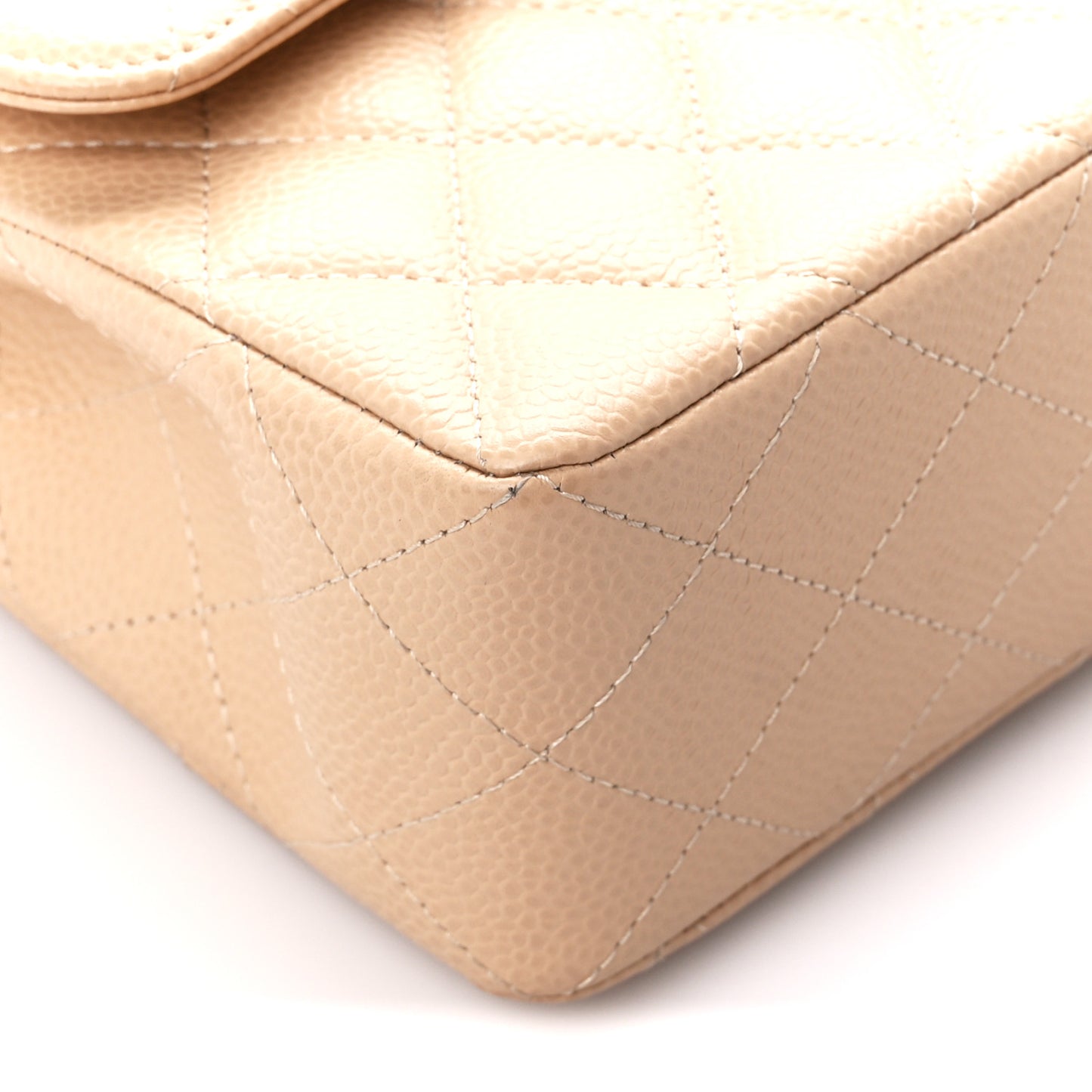 Caviar Quilted Small Double Flap Beige
