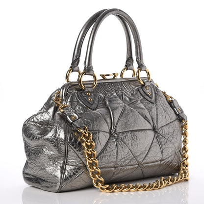 Marc Jacobs Metallic Calfskin Patchwork Stam Silver 4 of 16
