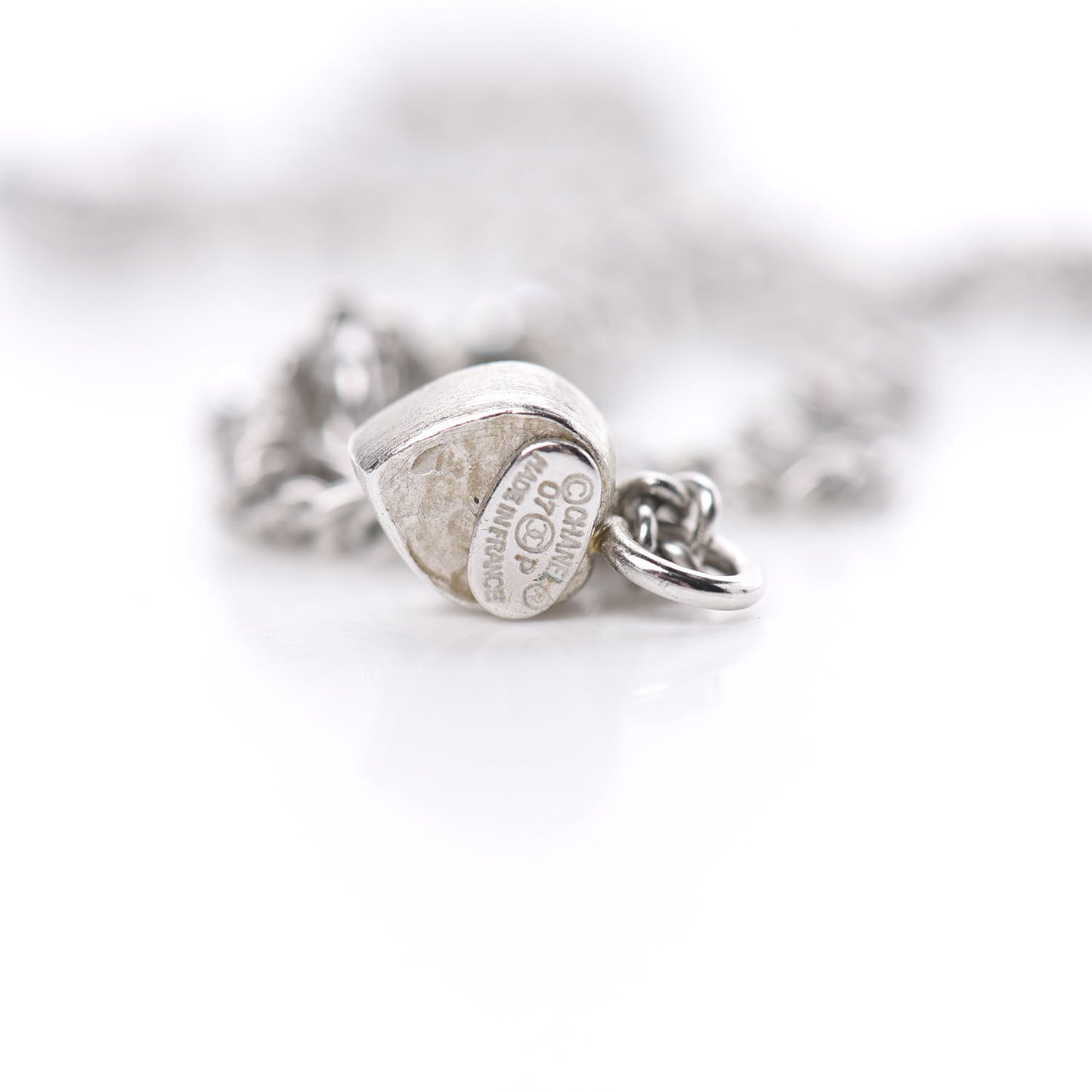 Crystal Mini Heart CC Necklace Silver