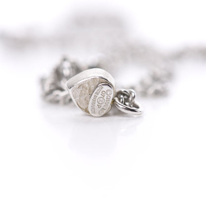 Chanel Crystal Mini Heart CC Necklace Silver 4 of 5
