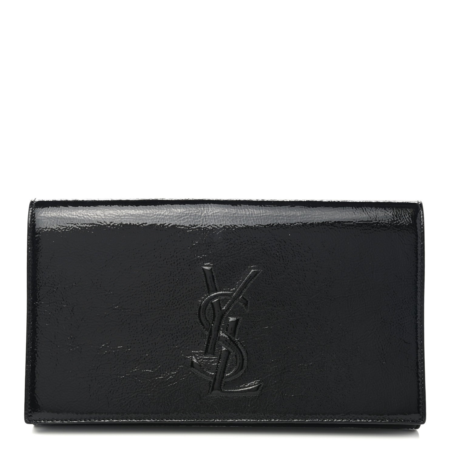 Saint Laurent Textured Patent Monogram Large Belle De Jour Clutch Black 1 of 7